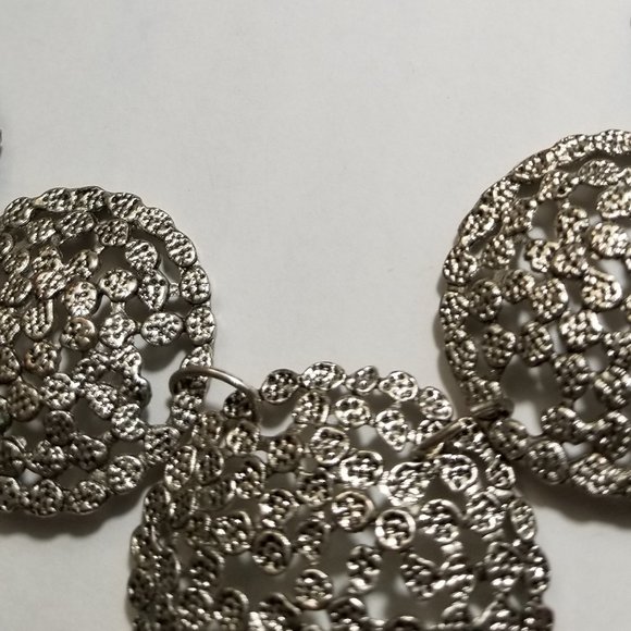 Dana Buchman Vintage Concho Silver Tone Necklace Nice Abstract - Picture 14 of 16